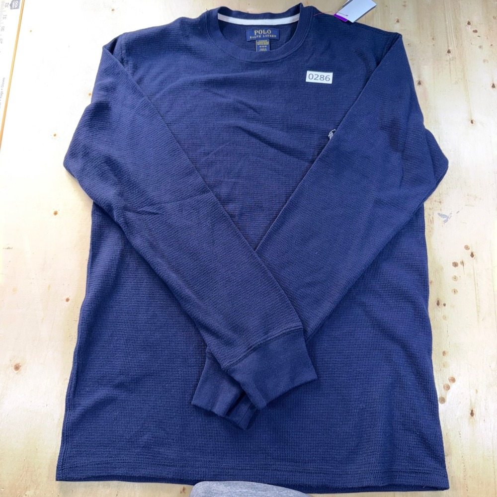 Polo Ralph Lauren Mens M Waffle Knit Sleep Shirt Navy Blue Long Sleeve